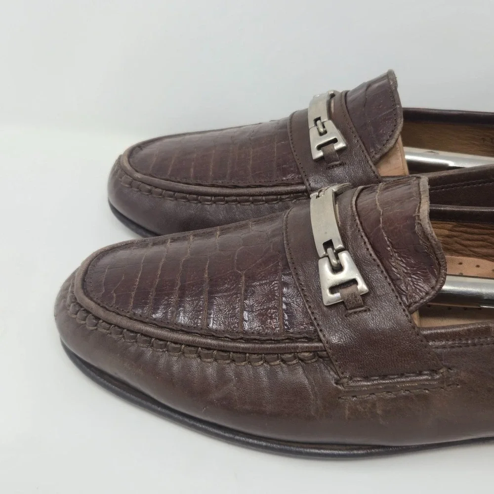 Bruno Magli Men's 11.5M Brown Genuine Alligator Bit Loafers Made in Italy